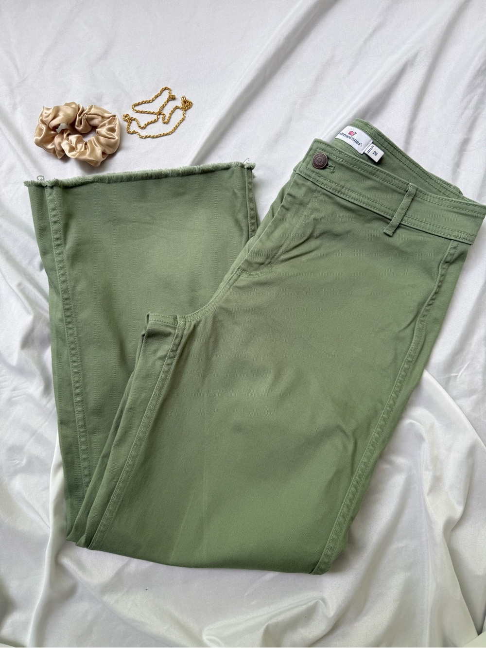 Vineyard Vines Sage Green Cropped Flare Jeans